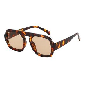 Trendy Square Aviator Sunglasses with tortoiseshell frames and brown lenses
